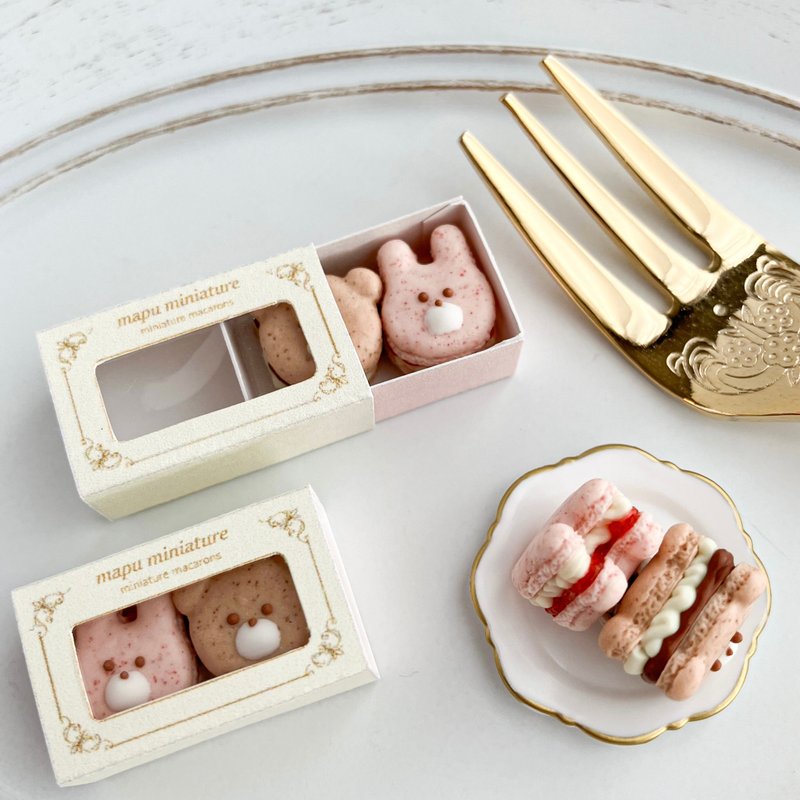 熊兔造型马卡龙礼盒组 (附盘子) - 玩偶/公仔 - 粘土 粉红色