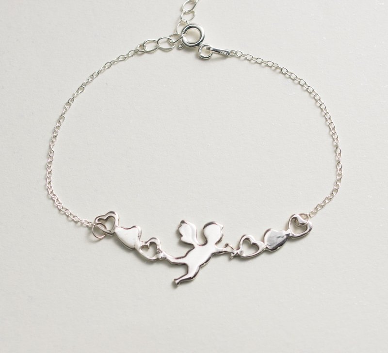 爱神的祝福手链 手作925纯银 - 手链/手环 - 纯银 银色