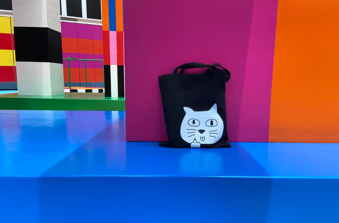 扯猫尾tote bag - 手提包/手提袋 - 棉 黑色
