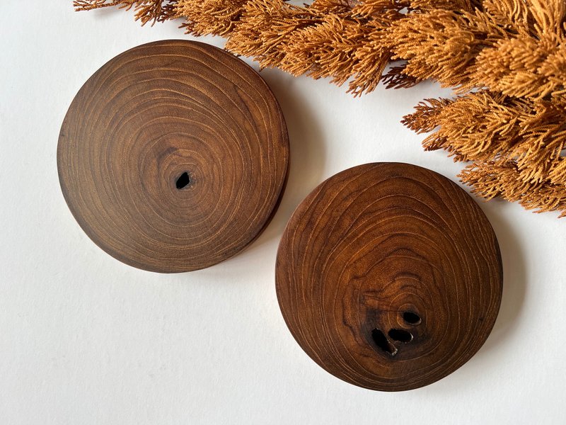 台湾珍稀柚木真好康年轮纹杯垫-散发木质芬芳 - 杯垫 - 木头 