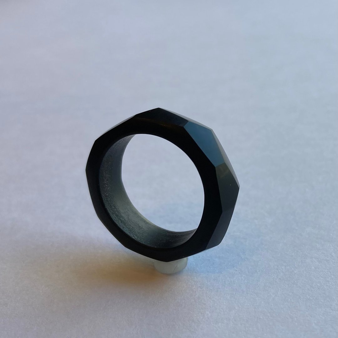 Obsidian ring(matte) - 戒指 - 半宝石 黑色