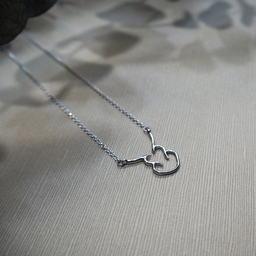 twin hearts necklace_双心石沪项链 澎湖 七美 离岛 - 项链 - 银 银色