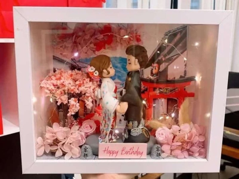 【浪漫日本风情侣立体相框】京都樱花主题微缩景观 - 陶艺 - 陶 多色
