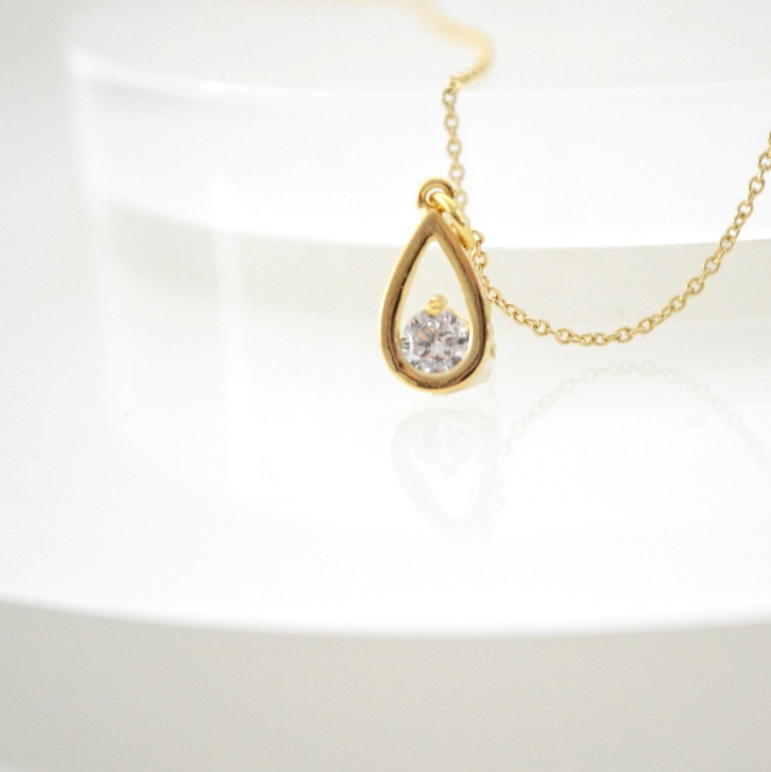 Necklace Drop Zirconia Necklace - 项链 - 玻璃 金色