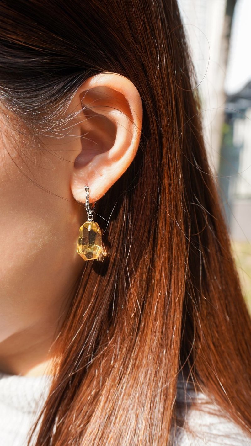 黄水晶设计款水晶耳环 - 耳环/耳夹 - 水晶 橘色