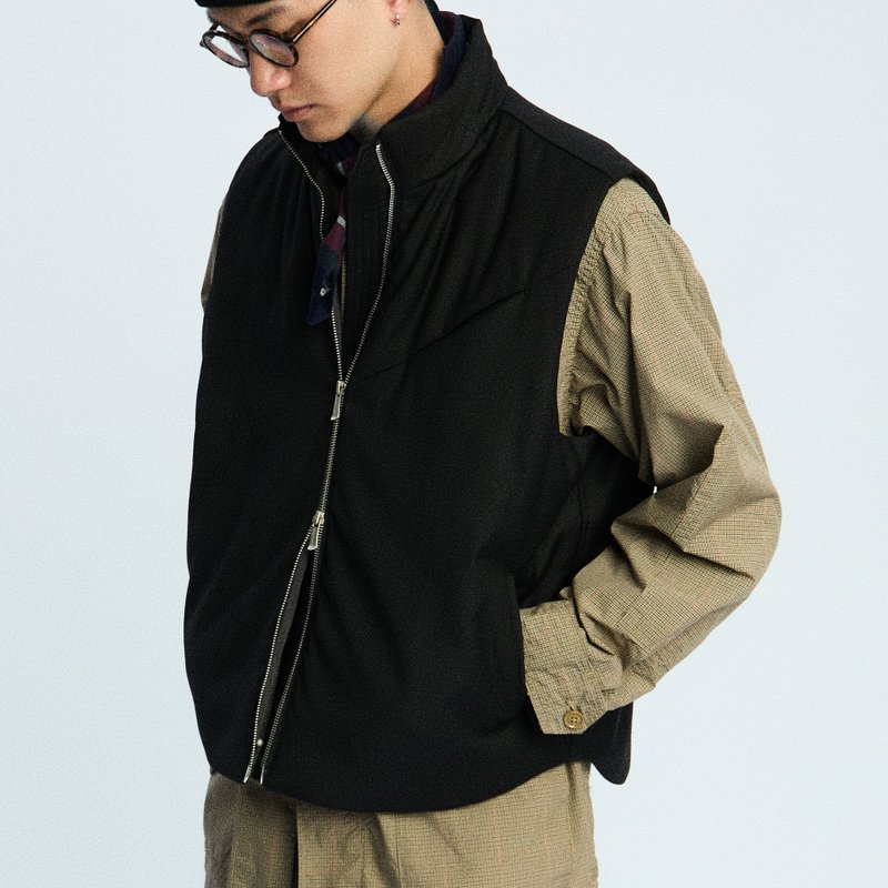 保暖新雪丽3M 双拉链立领保暖马甲外套 男女同款 - 男装背心 - 其他材质 黑色