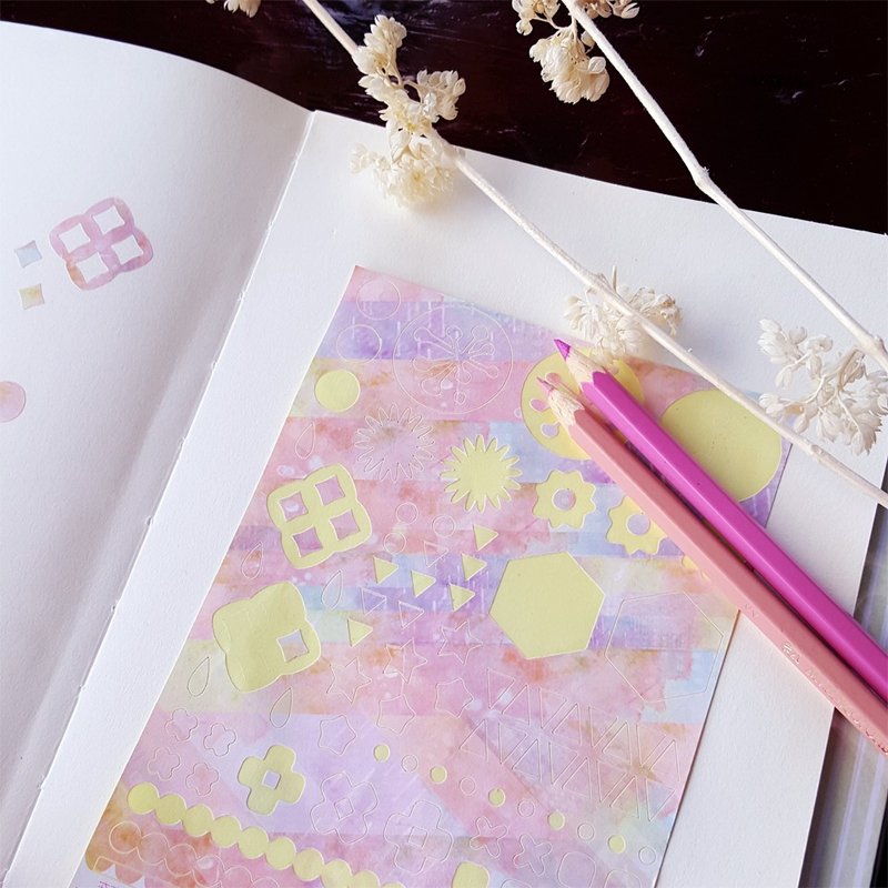 仍然存在 手帐万花筒贴纸 刀模贴纸 - 贴纸 - 纸 粉红色