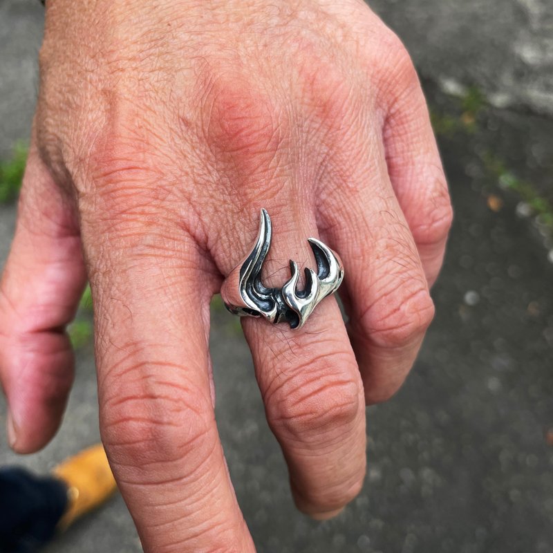 直观系列【炼】925纯银戒指 | 火焰 (情侣对戒 尾戒) - 戒指 - 纯银 银色