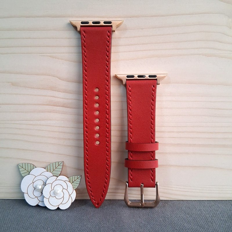 apple watch皮革表带 / 手工制作 / 红 - 表带 - 真皮 