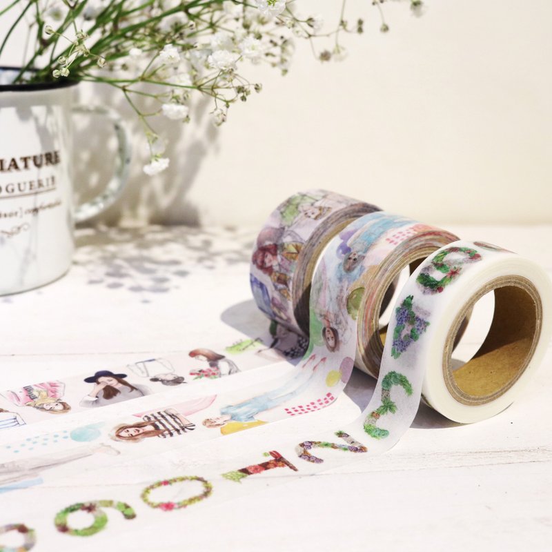 纸胶带组合 3卷入（花草数字/女孩玩穿搭/简单风格女孩） - 纸胶带 - 纸 