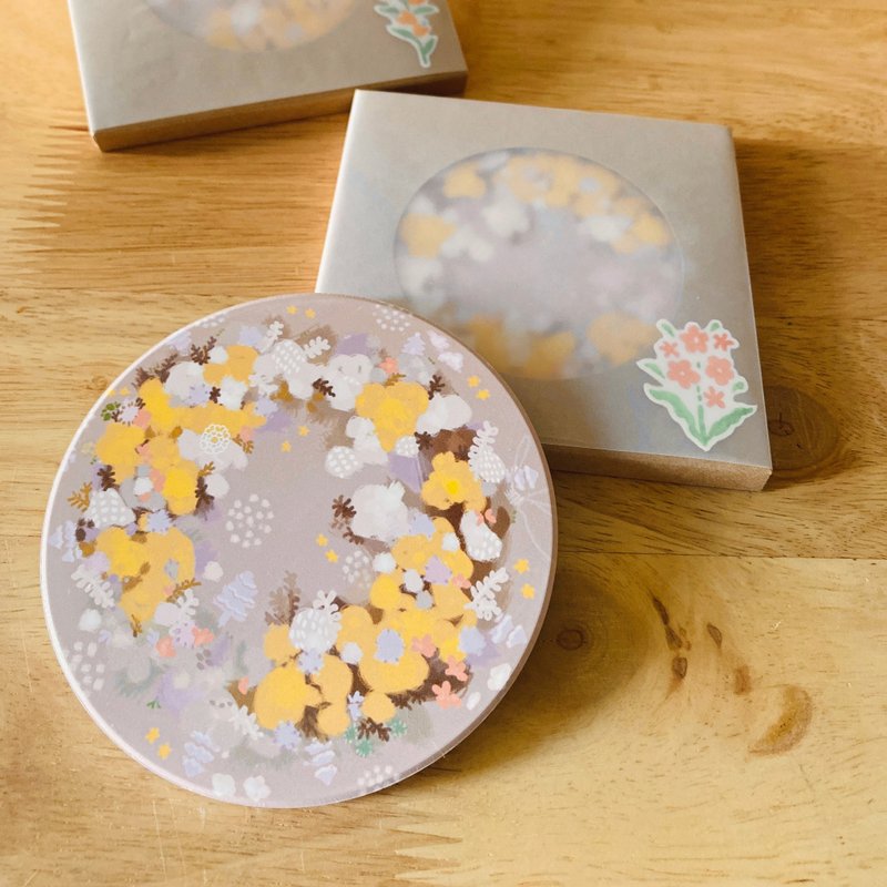 椿暖杯垫no.D19 : 囍事纪念日|拿铁咖啡系 - 杯垫 - 陶 咖啡色