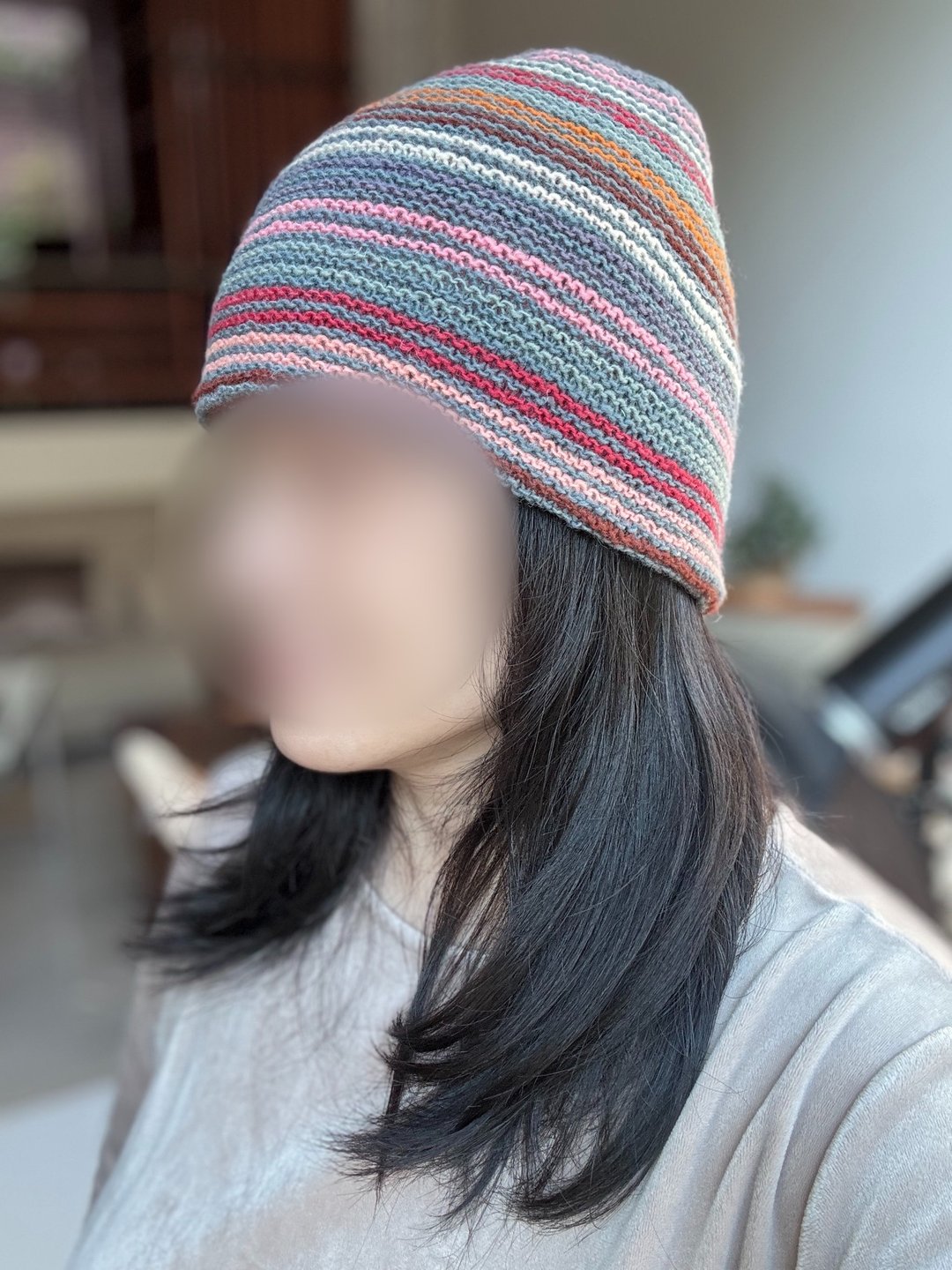 童/成人双面条纹/南美洲秘鲁100%纯羊驼毛手工帽灰粉彩虹配色彩色 - 帽子 - 羊毛 多色
