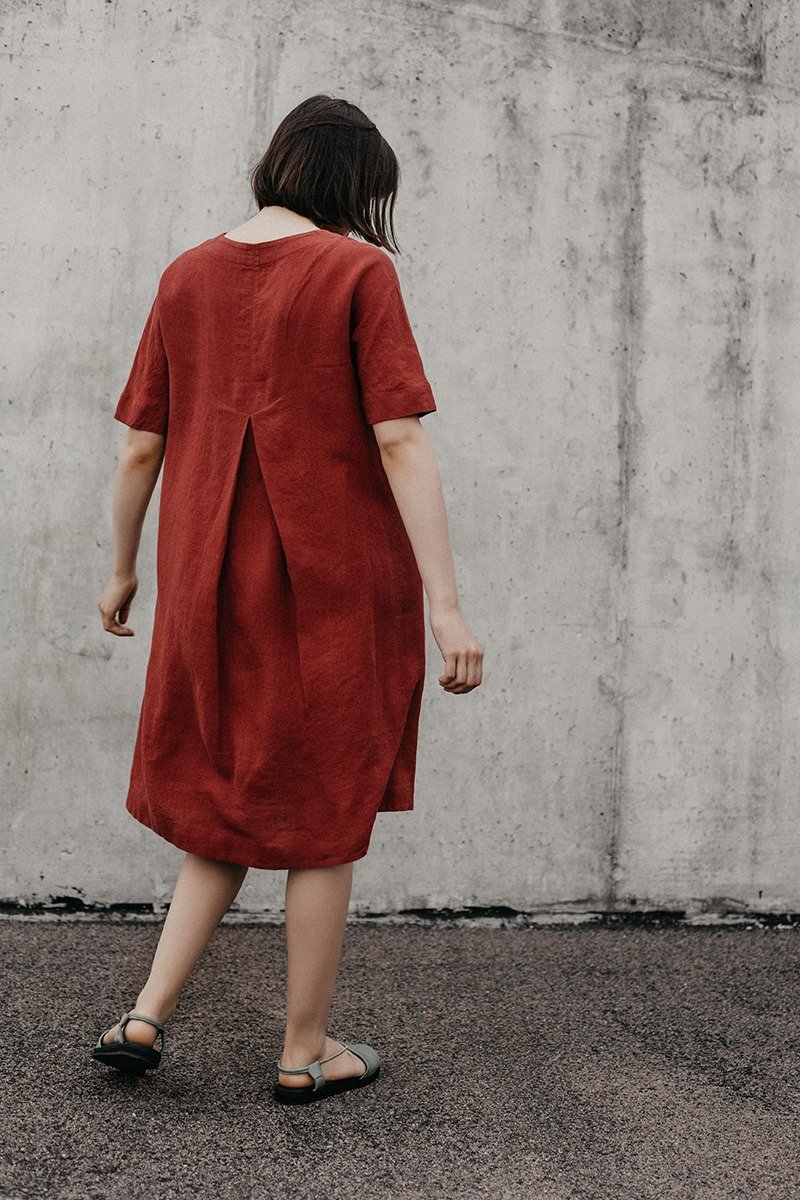 Linen Dress Motumo – 18S16 - 洋装/连衣裙 - 亚麻 
