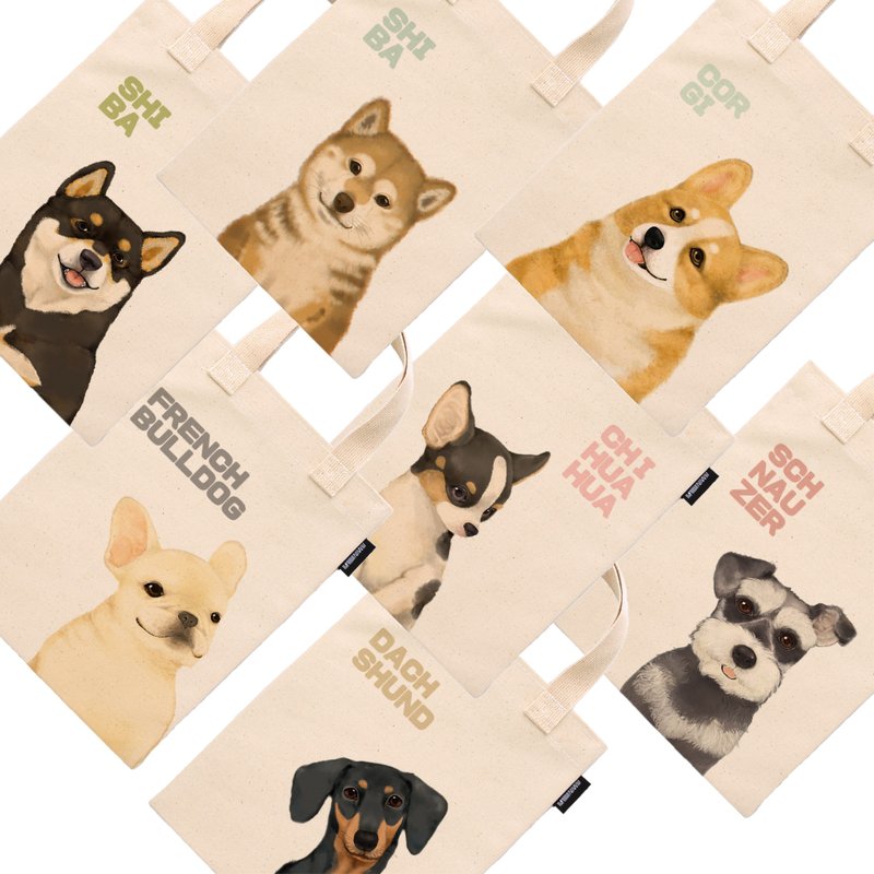 | 小型犬系列 | 合成帆布手提袋/共7款 - 手提包/手提袋 - 棉．麻 多色
