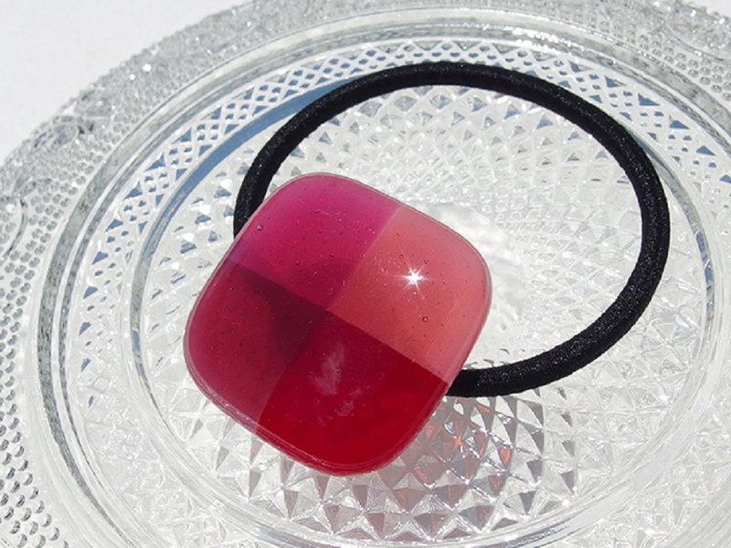 Cotton candy glass (Wataame [Rouge]) Hair rubber [Can be changed to pony hook] [Made to order] - 发饰 - 玻璃 红色