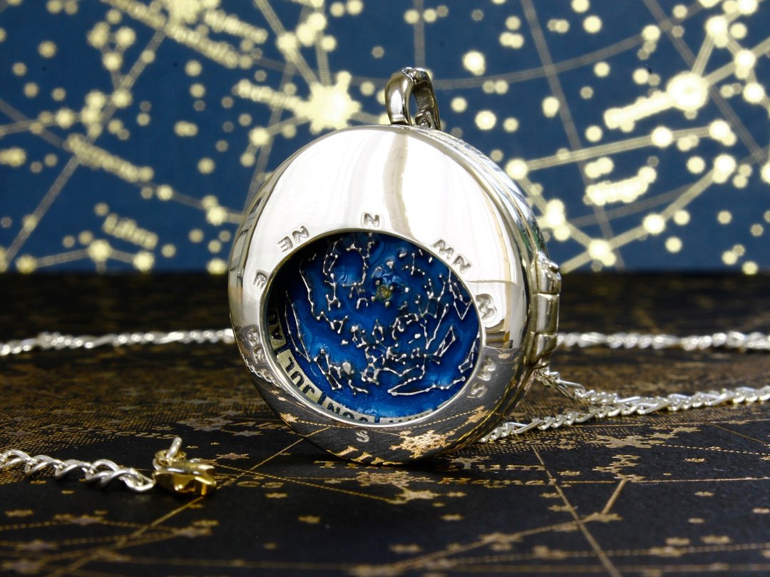 星座早见盘项链 可开合 Planisphere - 项链 - 纯银 银色
