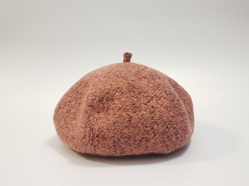 文青时尚南瓜帽-气质裸色#礼物#秋冬#保暖 #厚毛料#画家帽#贝蕾帽 - 帽子 - 其他材质 粉红色