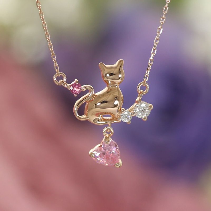 DeVarier yg801-pin October Birthday Gift Pink Tourmaline Birthstone Natural Stone Swaying Necklace Ladies Allergy Free With Gold Wrapping - 项链 - 玫瑰金 金色