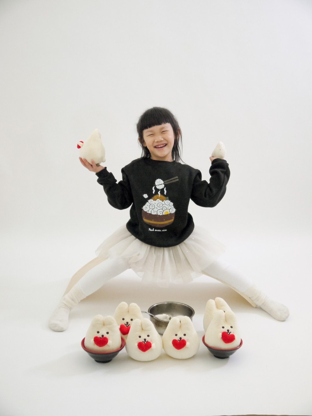 Kid-泡泡羊卤肉饭-刷毛大学T Sweatshirt (黑) - 中性连帽卫衣/T 恤 - 棉．麻 黑色