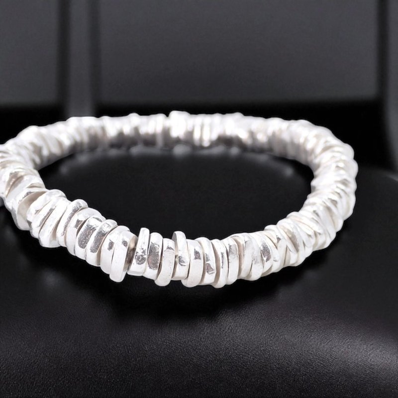 纯银 不规则银片 简约主意 S925 手链 送礼 定制化 - 手链/手环 - 纯银 银色