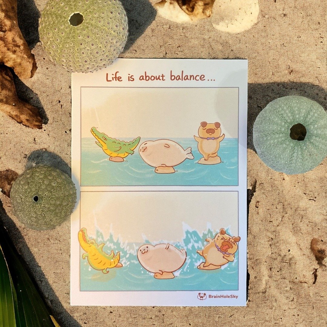 插画梗图 双面卡片 ∣ 找到生活新平衡 - 卡片/明信片 - 纸 