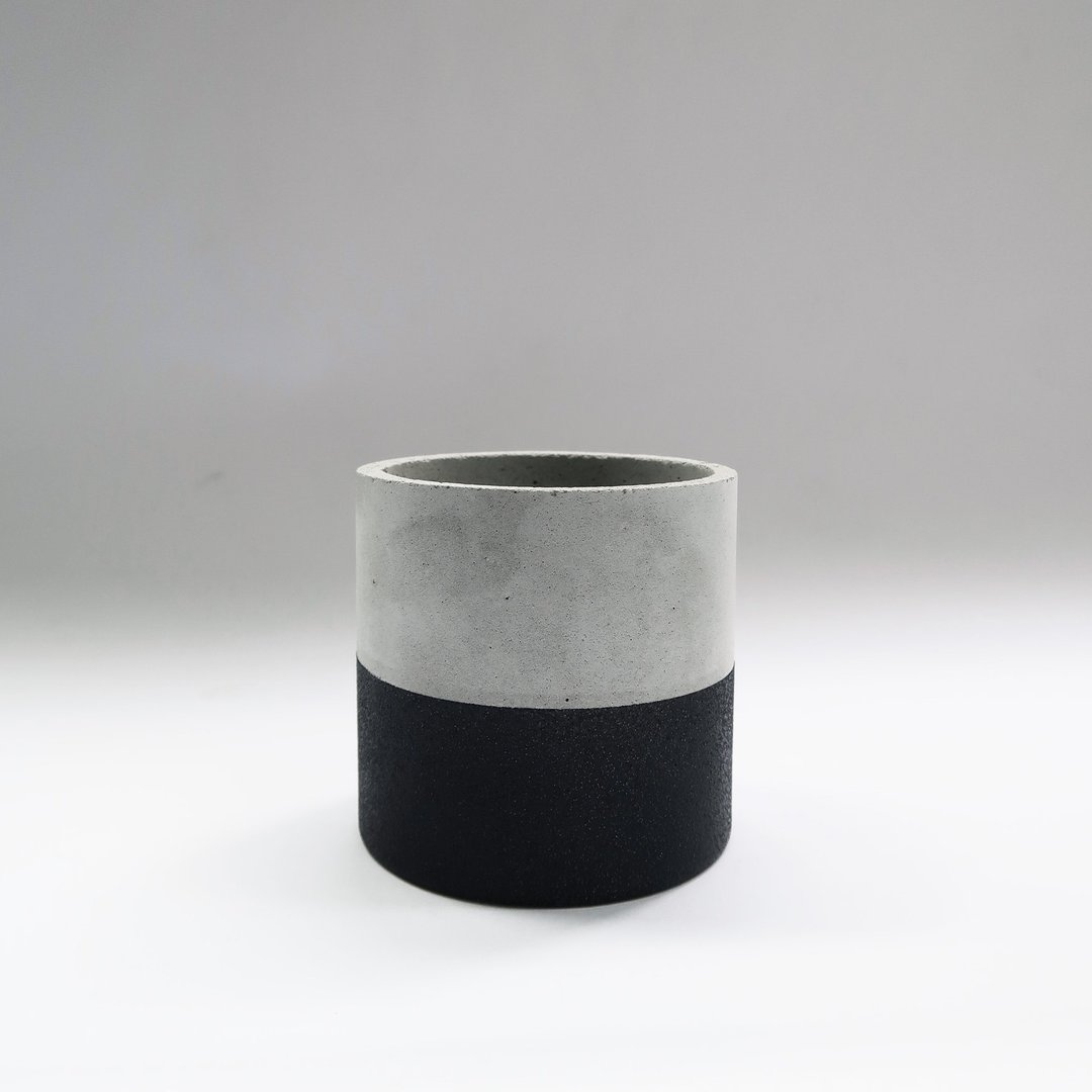 TEKTITE 黑陨石│等圆水泥盆器・花盆・花器 (8cm) - 花瓶/陶器 - 水泥 黑色