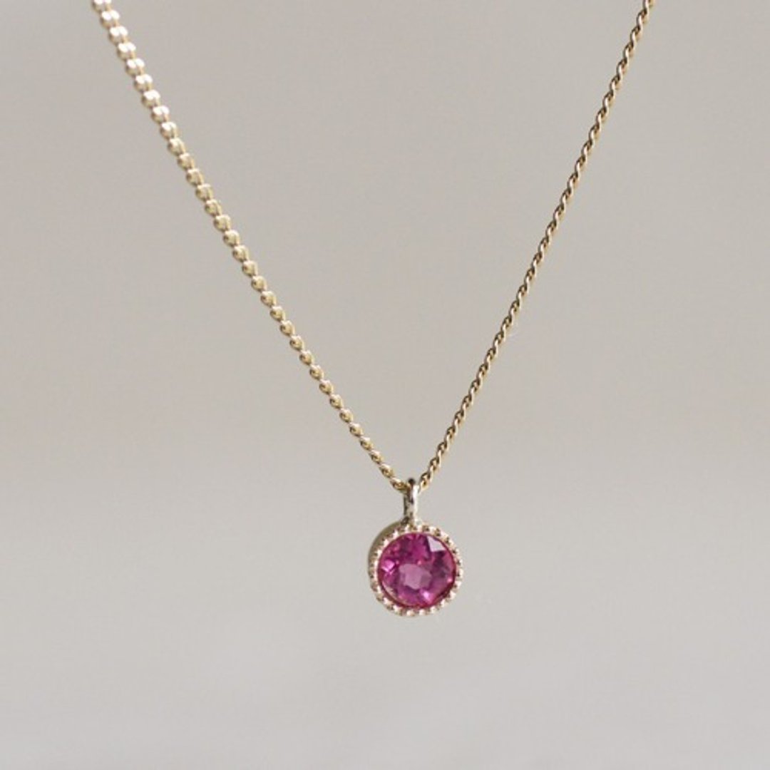 K18 Pink tourmaline birth stone pendant {P033K18PT} - 项链 - 宝石 