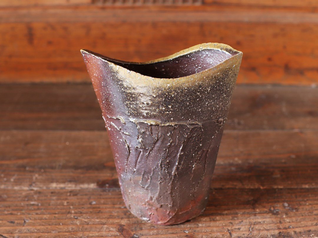 Bizen ware Hana-049 - 花瓶/陶器 - 陶 咖啡色