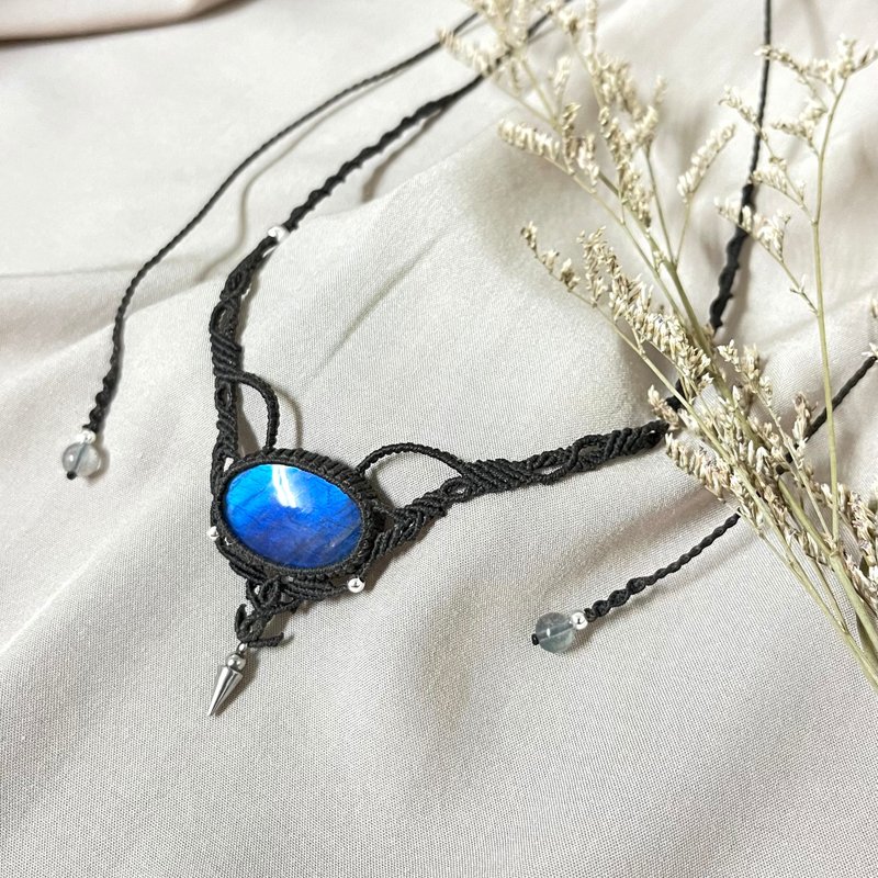 拉长石编织项链/颈链 - 项链 - 水晶 蓝色