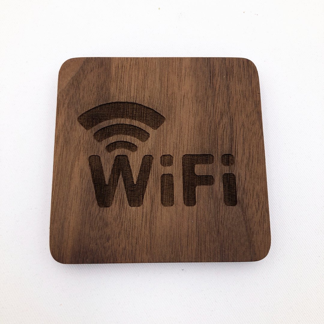 黑胡桃木 WiFi标志 公共标示牌 无在线网标示牌 咖啡厅WIFI标示牌 - 墙贴/壁贴 - 木头 咖啡色