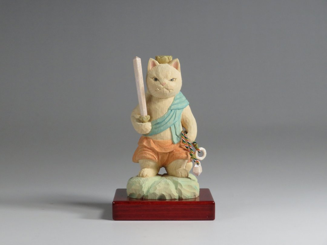 Wood carving Cat Buddha 2011 - 玩偶/公仔 - 木头 橘色