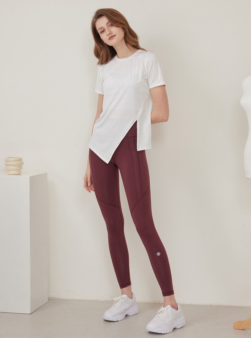 【S2N】MY TODAY 窈窕侧开岔上衣_White T280 - 女装瑜珈服 - 尼龙 