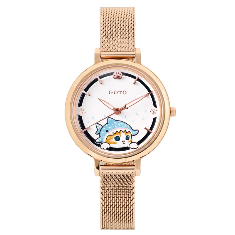 GOTO x mofusand猫福珊迪系列限量–米兰带–鲸鲨帽帽 - 女表 - 不锈钢 白色
