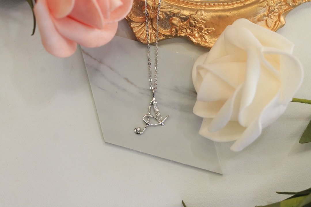 Sterling Silver Necklace Alphabet  A - 项链 - 纯银 