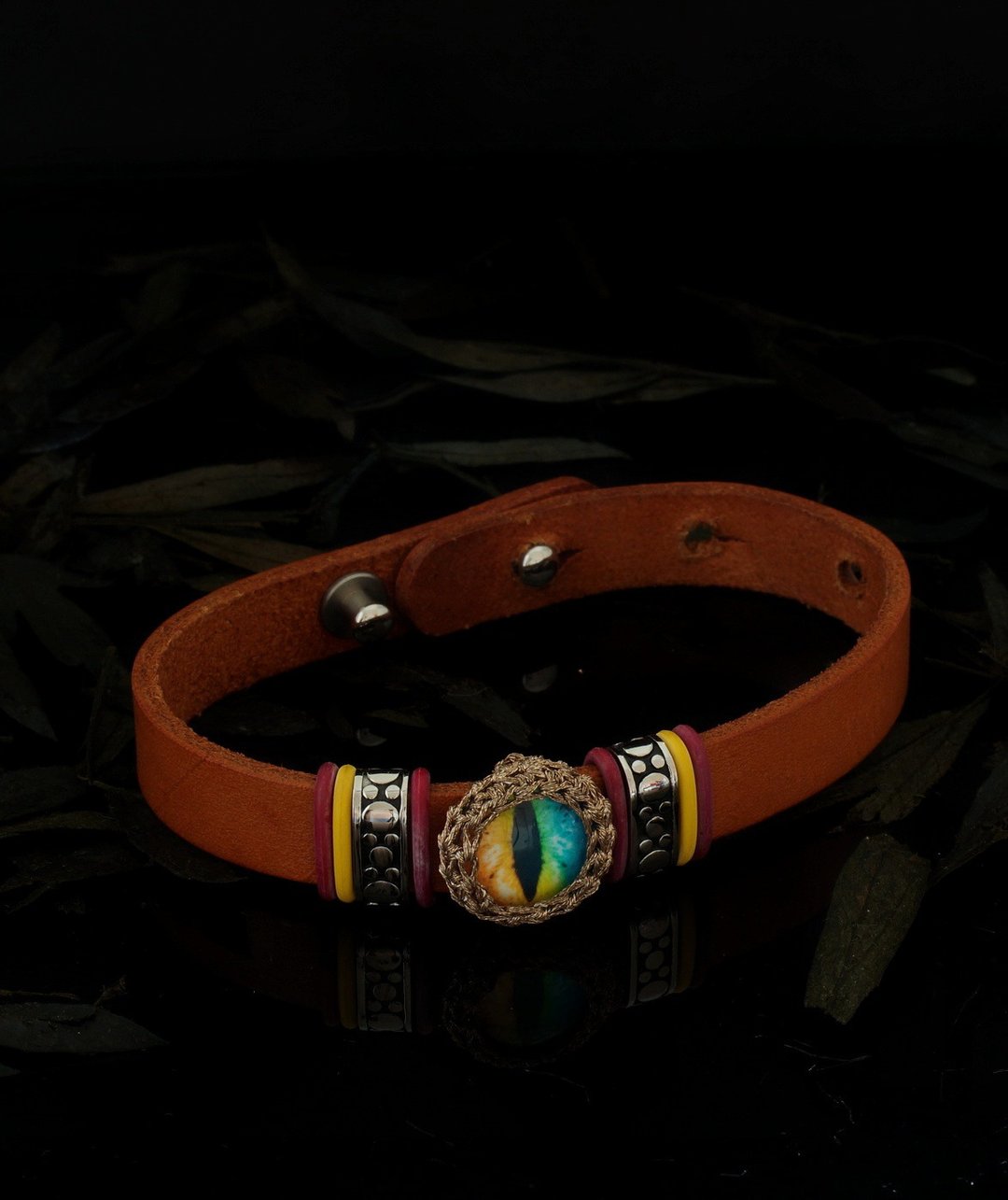 美国猫眼皮手带 ( Cateye Leather Bracelet E-6 ) - 手链/手环 - 真皮 