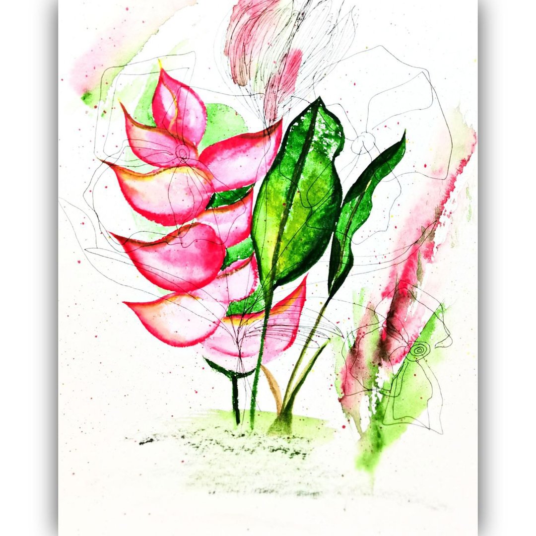 Watercolor Original Wildflower Art Room Decor Tropical Flower Wall Art - 海报/装饰画/版画 - 纸 多色