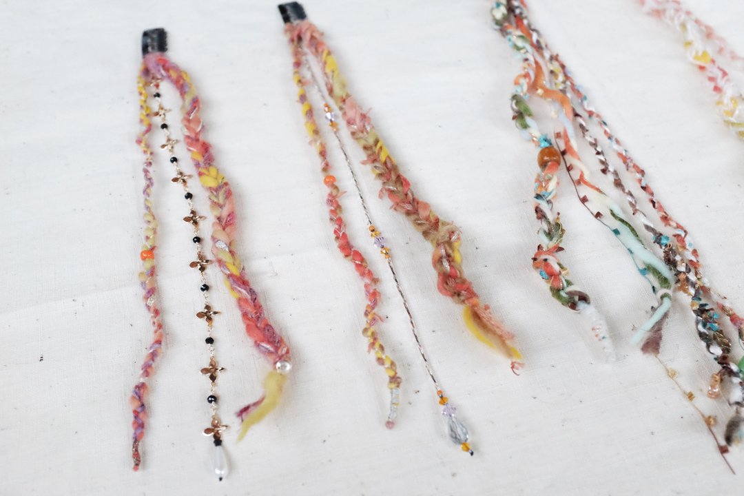 吉普塞脏辫 发夹 Gypsy hair Clip (Orange M) - 发饰 - 羊毛 橘色