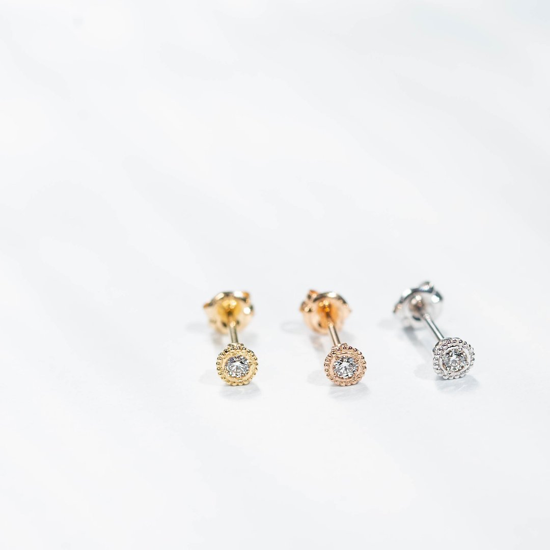 K18YG/K18PG×钻石 0.03 克拉 Verseau -Pierce- 0.5 对 - 耳环/耳夹 - 宝石 金色