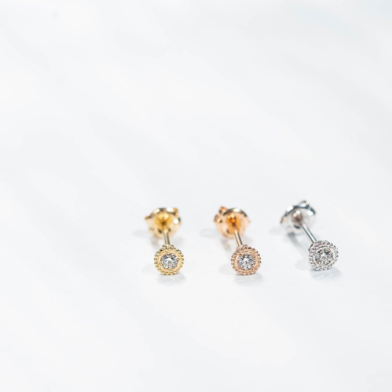 K18YG/K18PG×钻石 0.03 克拉 Verseau -Pierce- 0.5 对 - 耳环/耳夹 - 宝石 金色
