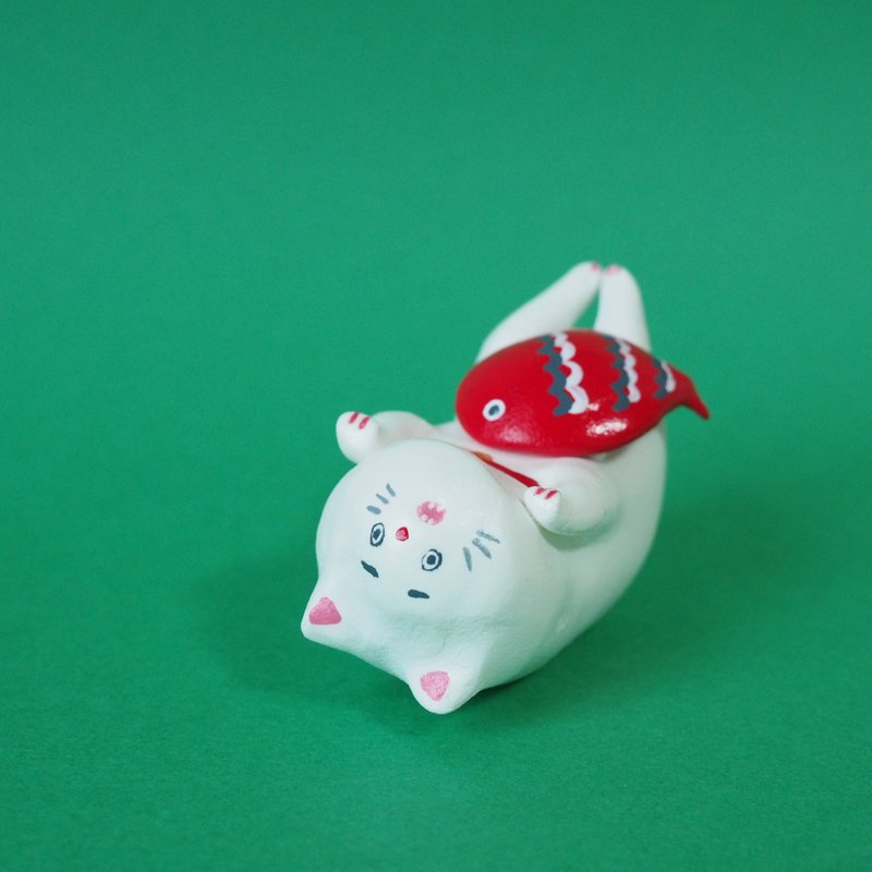 Relax beckoning cat - 玩偶/公仔 - 粘土 白色