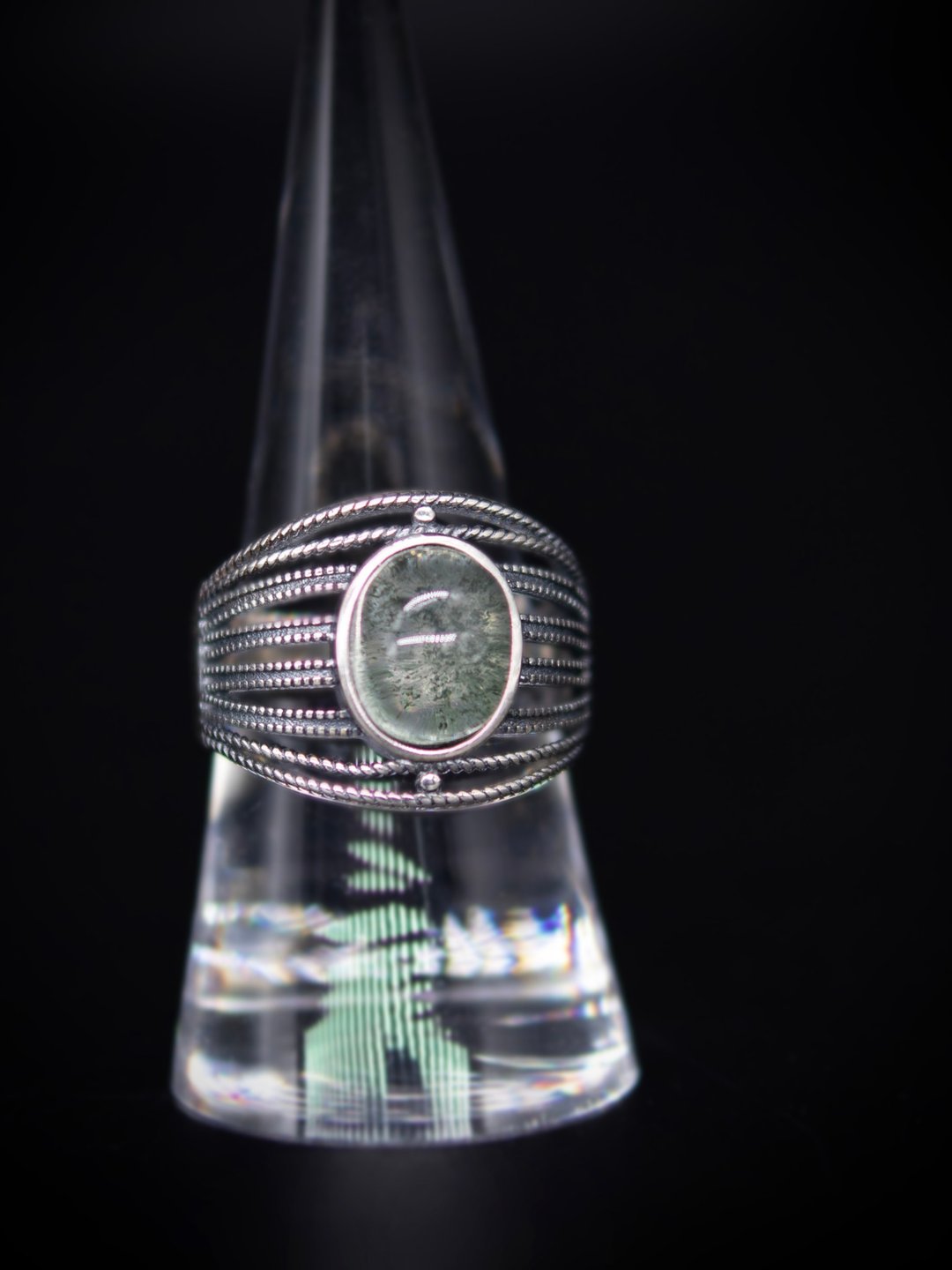 天然绿幽灵水晶 S925银戒指 招财聚财 - 戒指 - 水晶 