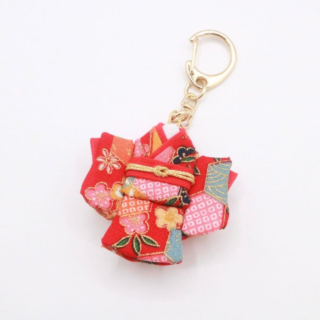 【和服钥匙扣】红色和风图案挂件 日本制造手工饰品 - 吊饰 - 其他材质 红色