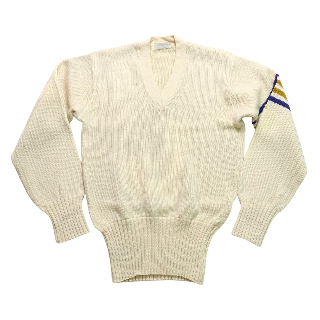 70's Letterman Sweater 美国校园针织衫 - 男装针织衫/毛衣 - 羊毛 白色