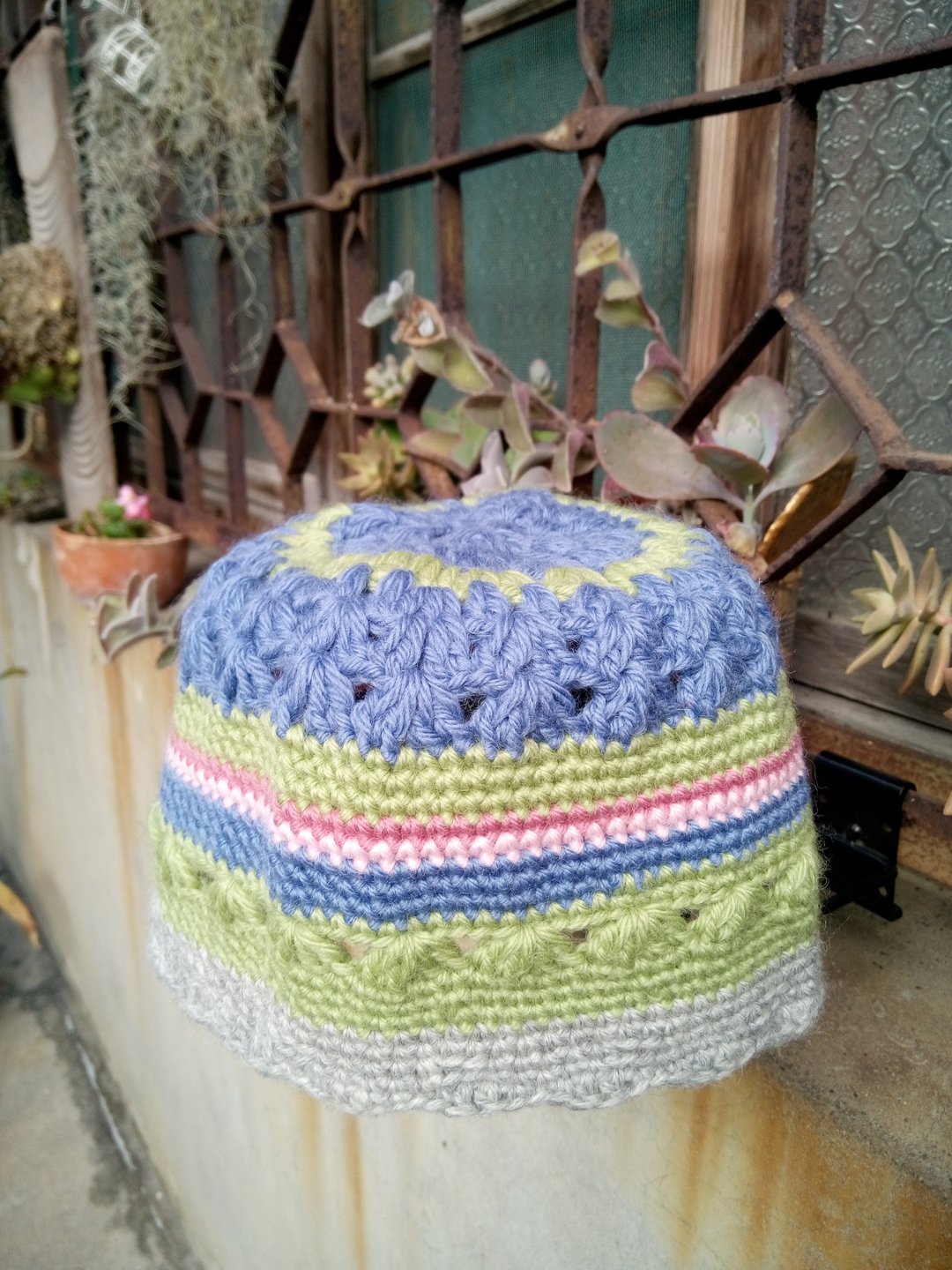 花心鈎织瓜帽100%WOOL - 帽子 - 羊毛 多色
