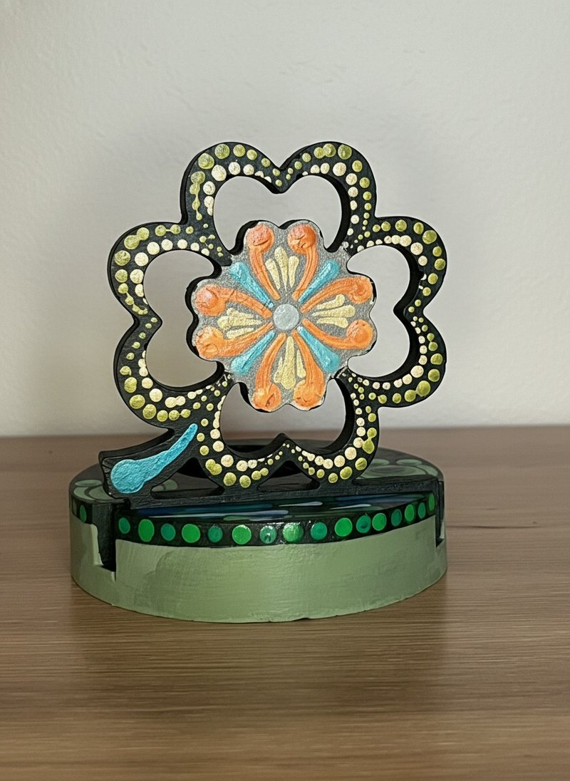 幸运草点点曼陀罗烛台 - 香薰/精油/线香 - 其他材质 绿色