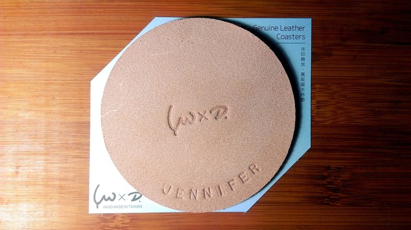水印时光 / 真皮吸水杯垫 (可免费加英文名) - 杯垫 - 真皮 咖啡色