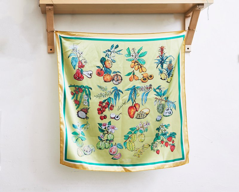 台湾水果图鉴方巾 - 含印花束口包 - 丝巾 - 其他材质 