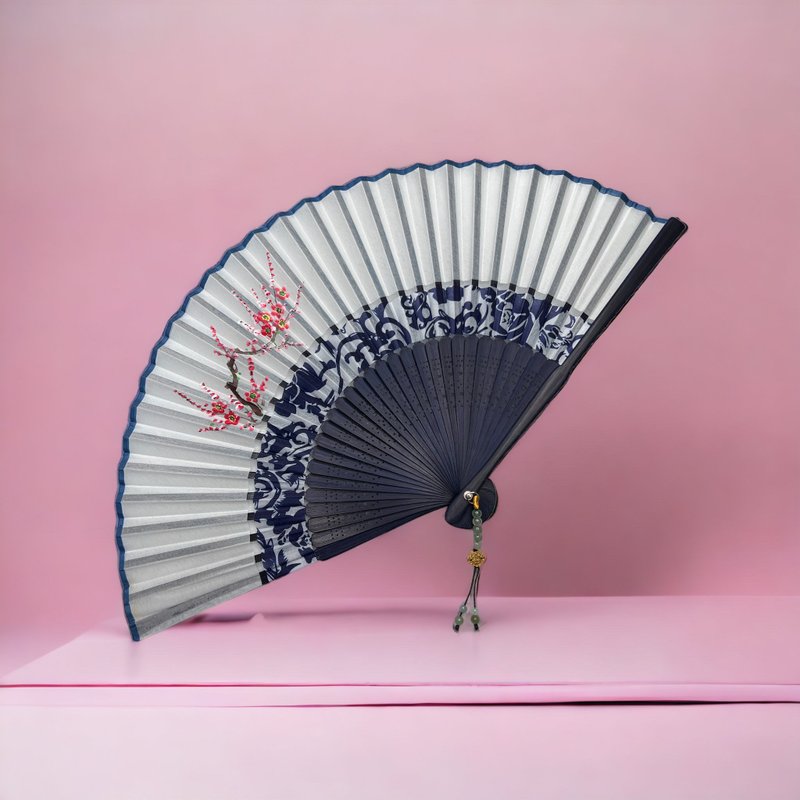 麒鹿珠宝x无畏。智堂/人生八雅系列商品-画/扇面/翡翠扇坠 - 扇子 - 竹 蓝色