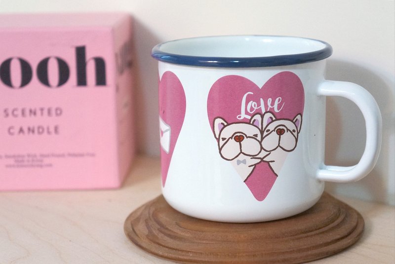 (售完)手作珐琅杯-400ml-Love Story - 咖啡杯/马克杯 - 珐琅 白色