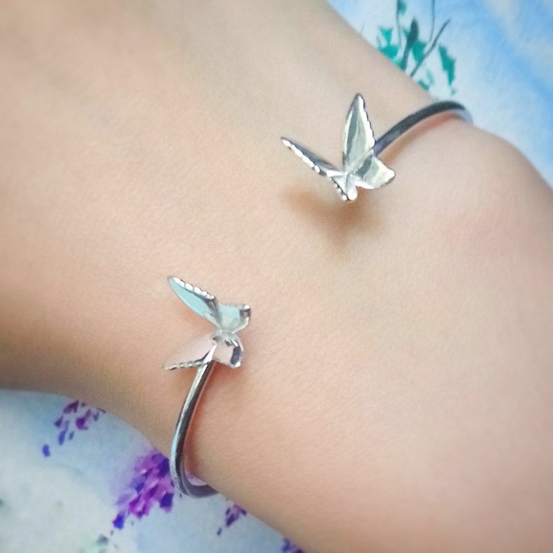 蝴蝶纯银弹弓手镯 - 手链/手环 - 纯银 银色